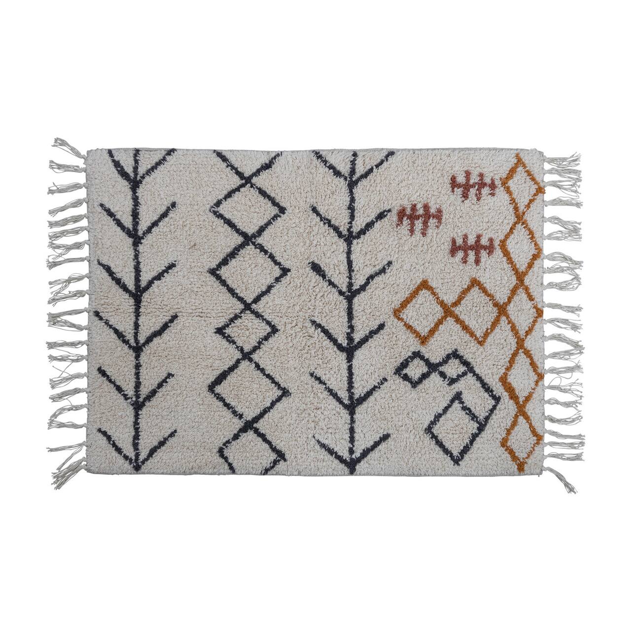 Hello Honey® Cotton Tufted Bath Mat With Abstract Design & Fringe